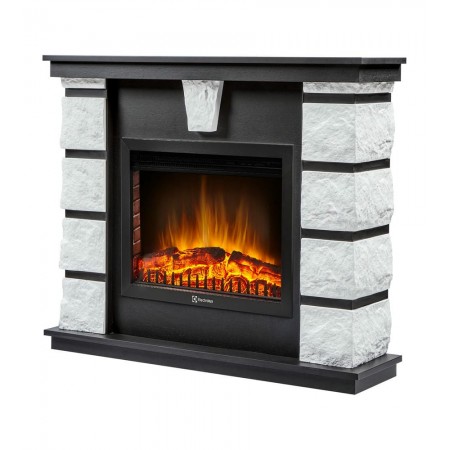 Каминокомплект: Очаг Electrolux EFP/P-2520LS N, портал Excalibur 25 камень белый
